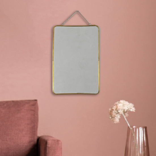 Read more about Zulia rectangular wall mirror in antique brass frame