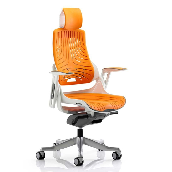 Read more about Zure executive headrest office chair in gel orange with arms