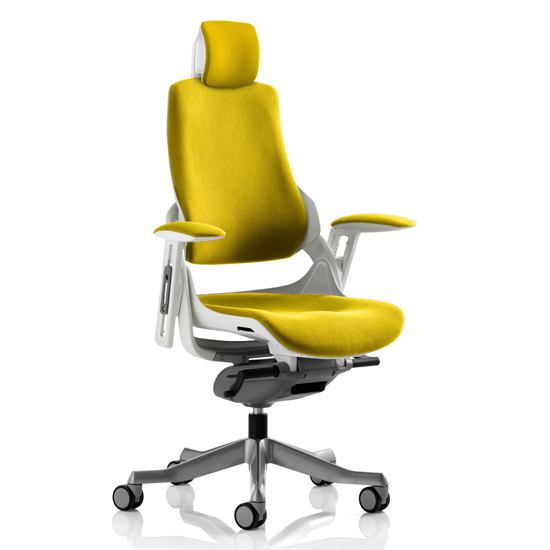 Photo of Zure executive headrest office chair in senna yellow