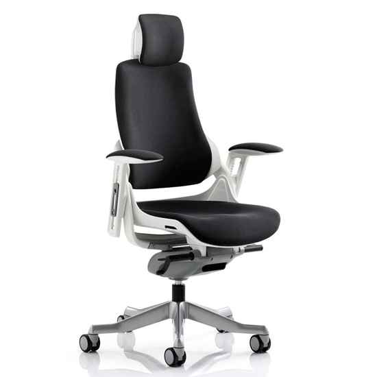 Photo of Zure fabric executive headrest office chair in black with arms