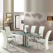 Zeta Extendable Glass Dining Set In Cream Gloss 6 Orly