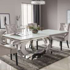 Celtic Dining Table Rectangular In White And Grey High